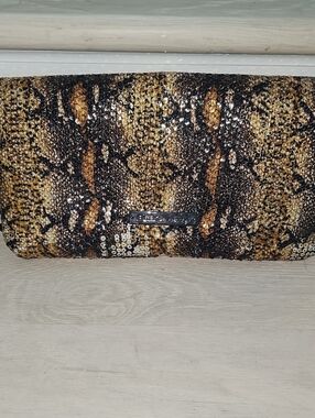 Sequin Snake-Print Evening Clutch in Brown-Tone